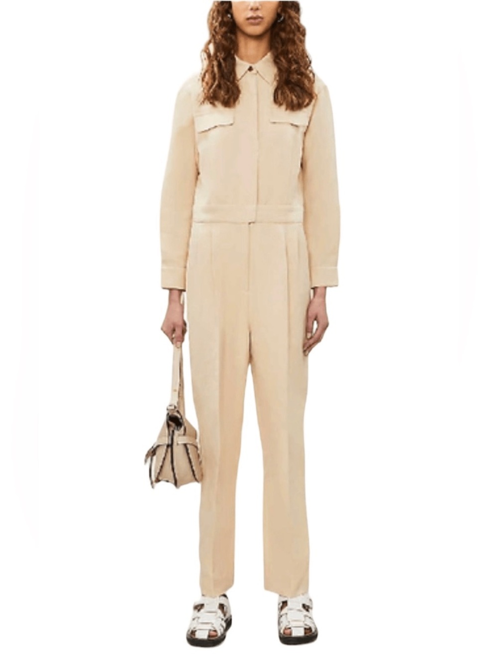 Sandro Paris Sandro Uno Cotton Linen-Blend Jumpsuit